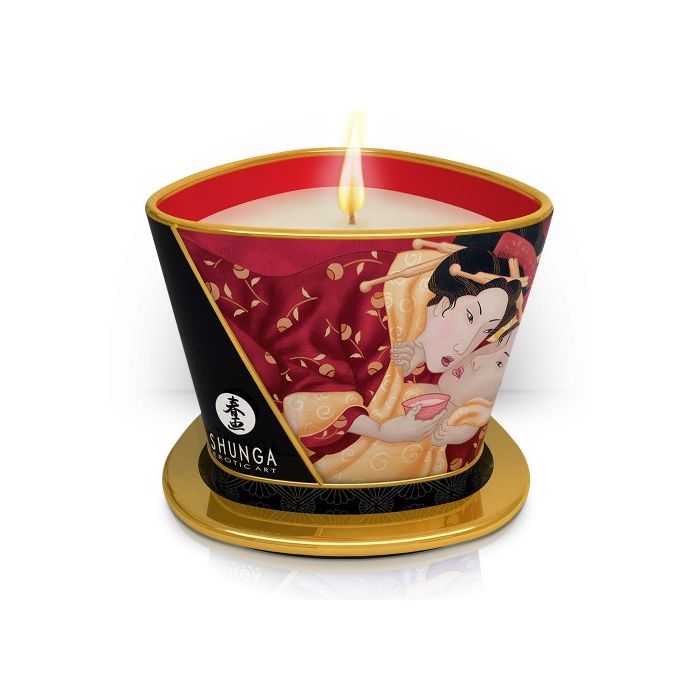 Vela de Massagem Shunga Romance Champanhe e Morango (170 ml)