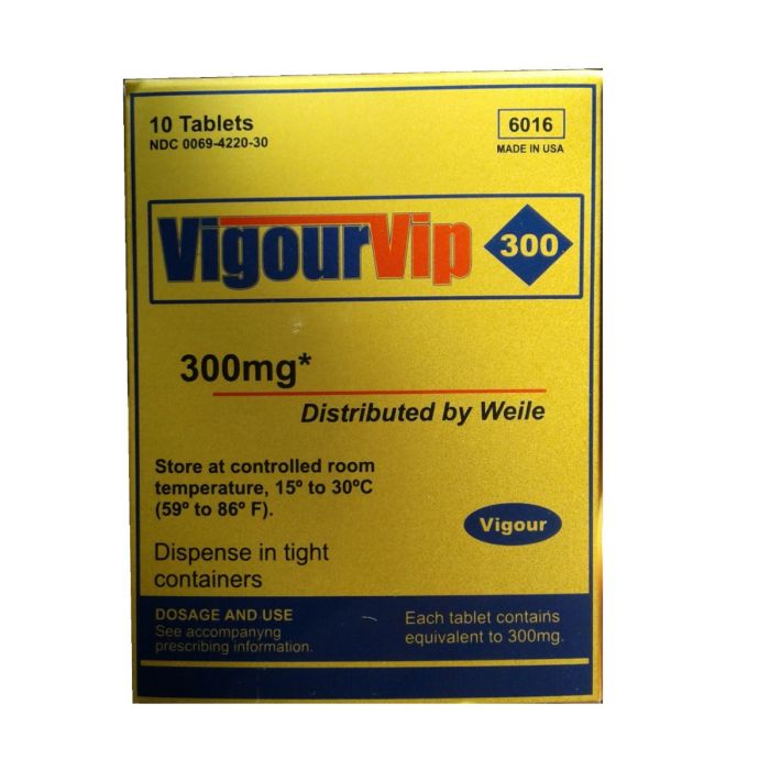 Potenciador Vigour Vip 300 mg (10 Un)