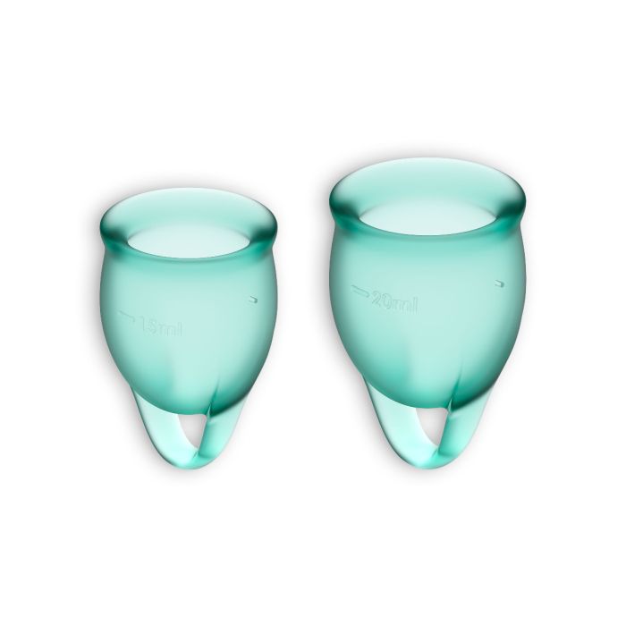 Conjunto de 2 Copos Menstruais Satisfyer Feel Confident Verde Escuro
